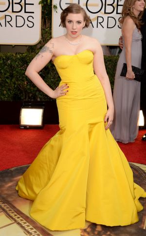 2014 Golden Globes - Red Carpet - Lena Dunham in Zac Posen